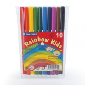 Фломастеры CENTROPEN 'Rainbow Kids', 10 цветов, смываемые, эргономичные, вентилируемый колпачок, 7550/10