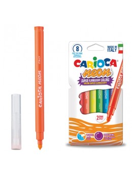 Фломастеры CARIOCA (Италия) 'Neon', 8 цветов, флуоресцентные, суперсмываемые, картонный конверт, 42785