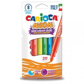 Фломастеры CARIOCA (Италия) 'Neon', 8 цветов, флуоресцентные, суперсмываемые, картонный конверт, 42785