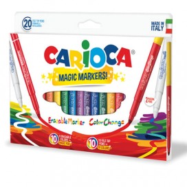 Фломастеры CARIOCA (Италия) 'Magic', 20 штук, 18 цветов + 1 изменяющий цвет + 1 стирающий, картонная коробка, 41369
