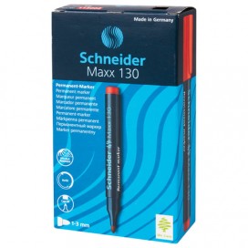 Маркер перманентный (нестираемый) SCHNEIDER (Германия) 'Maxx 130', КРАСНЫЙ, скошенный наконечник, 1-3 мм, 113002