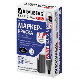 Маркер-краска лаковый (paint marker) 6 мм, ЧЕРНЫЙ, НИТРО-ОСНОВА, BRAUBERG PRO PLUS EXTRA, 151451