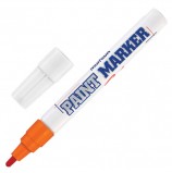 Маркер-краска лаковый (paint marker) MUNHWA, 4 мм, ОРАНЖЕВЫЙ, нитро-основа, алюминиевый корпус, PM-11