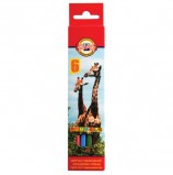 Карандаши цветные KOH-I-NOOR 'Animals', 6 цветов, грифель 2,8 мм, заточенные, европодвес, 3551006008KSRU