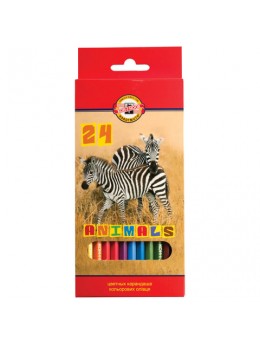 Карандаши цветные KOH-I-NOOR 'Animals', 24 цвета, грифель 2,8 мм, заточенные, европодвес, 3554024008KSRU