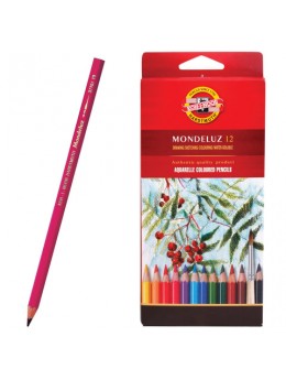 Карандаши цветные акварельные художественные KOH-I-NOOR 'Mondeluz', 12 цветов, 3,8 мм, заточенные, европодвес, 3716012001KSRU