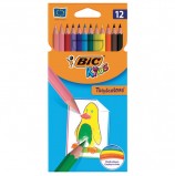 Карандаши цветные BIC 'Tropicolors', 12 цветов, пластиковые, заточенные, европодвес, 8325666