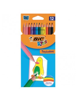 Карандаши цветные BIC 'Tropicolors', 12 цветов, пластиковые, заточенные, европодвес, 8325666