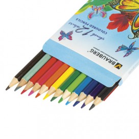 Карандаши цветные BRAUBERG 'Wonderful butterfly', 12 цветов, заточенные, картонная упаковка с блестками, 180535