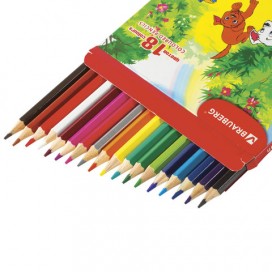 Карандаши цветные BRAUBERG 'My lovely dogs', 18 цветов, заточенные, картонная упаковка, 180546