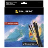 Карандаши цветные акварельные BRAUBERG 'Artist line', 24 цвета, заточенные, высшее качество, 180570