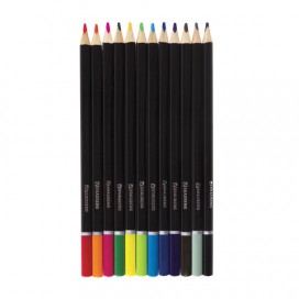 Карандаши цветные BRAUBERG 'Artist line', 12 цветов, трехгранные, черный корпус, высшее качество, 180596