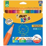 Карандаши цветные BIC 'Kids ECOlutions Evolution', 24 цвета, пластиковые, заточенные, европодвес, 937515