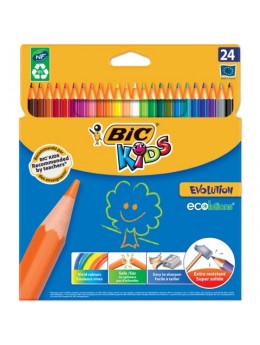 Карандаши цветные BIC 'Kids ECOlutions Evolution', 24 цвета, пластиковые, заточенные, европодвес, 937515