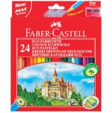 Карандаши цветные FABER-CASTELL 'ECO Замок', 24 цвета, с точилкой, картонная упаковка с европодвесом, 120124