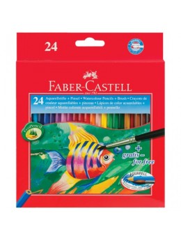 Карандаши цветные акварельные FABER-CASTELL 'Colour Pencils', 24 цвета + кисть, 114425