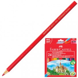 Карандаши цветные FABER-CASTELL 'ECO Замок', 24 цвета, с точилкой, картонная упаковка с европодвесом, 120124