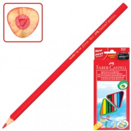 Карандаши цветные FABER-CASTELL, 12 цветов, трехгранные, с точилкой, упаковка с подвесом, 120523