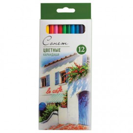 Карандаши цветные профессиональные 'Сонет', 12 цветов, в картонная упаковка с европодвесом, 13141432