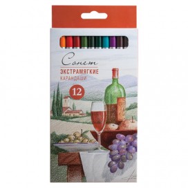 Карандаши цветные экстрамягкие 'Сонет', 12 цветов, в картонная упаковка с европодвесом, 13441444