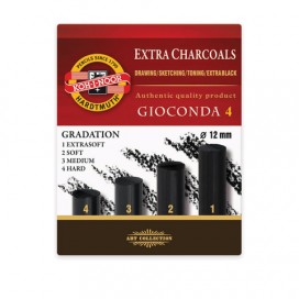 Уголь прессованный KOH-I-NOOR 'Gioconda', набор 4 шт., круглое сечение, 4 градации твердости, 8694004001KZ