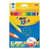 Карандаши цветные BIC 'Kids ECOlutions Evolution', 18 цветов, пластиковые, заточенные, европодвес, 937513