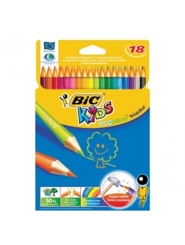 Карандаши цветные BIC 'Kids ECOlutions Evolution', 18 цветов, пластиковые, заточенные, европодвес, 937513