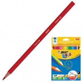 Карандаши цветные BIC 'Kids ECOlutions Evolution', 18 цветов, пластиковые, заточенные, европодвес, 937513