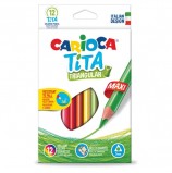 Карандаши цветные утолщенные CARIOCA 'Tita Triangular Maxi', 12 цветов, пластиковые, трехгранные, 5 мм, 42791