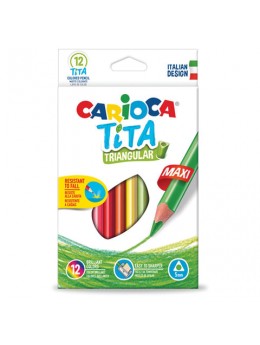 Карандаши цветные утолщенные CARIOCA 'Tita Triangular Maxi', 12 цветов, пластиковые, трехгранные, 5 мм, 42791
