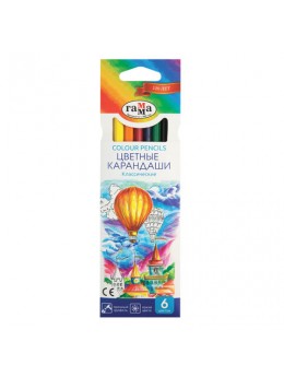 Карандаши цветные ГАММА 'Классические', 6 цветов, заточенные, шестигранные, картонная упаковка, 050918_01