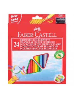 Карандаши цветные FABER-CASTELL, 24 цвета, трехгранные, с точилкой, упаковка с подвесом, 120524