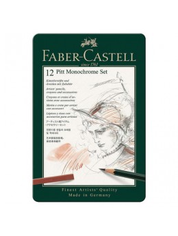 Набор художественный FABER-CASTELL 'Pitt Monochrome', 12 предметов, металлическая коробка, 112975