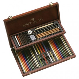 Набор художественный FABER-CASTELL 'Art & Graphic Compendium', 54 предмета, деревянный ящик, 110088