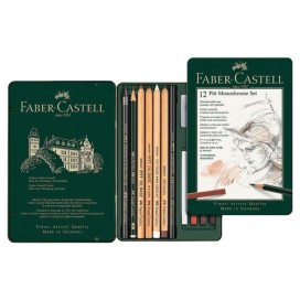 Набор художественный FABER-CASTELL 'Pitt Monochrome', 12 предметов, металлическая коробка, 112975