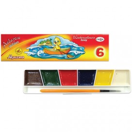 Краски акварельные ГАММА 'Мультики', 6 цветов, медовые, с кистью, картонная коробка, 211047
