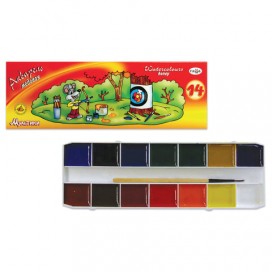 Краски акварельные ГАММА 'Мультики', 14 цветов, медовые, с кистью, картонная коробка, 211051