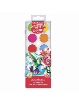 Краски акварельные ERICH KRAUSE 'Artberry', 12 цветов, медовые, без кисти, пластиковая коробка, 41724