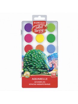 Краски акварельные ERICH KRAUSE Artberry, 18 цветов, медовые, без кисти, пластиковая коробка, 41725