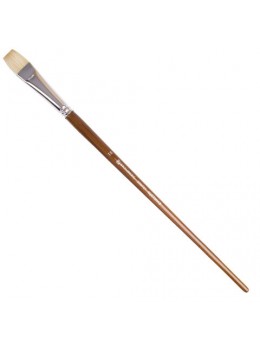 Кисть художественная профессиональная BRAUBERG ART 'CLASSIC', щетина, плоская, № 18, длинная ручка
