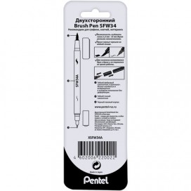 Фломастер-кисть PENTEL (Япония) двусторонний, 1,2/10,5 мм, блистер, черный, XSFW34A