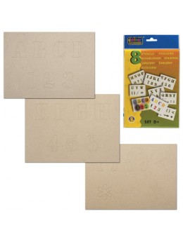 Трафарет для рисования воздушными фломастерами CENTROPEN 'D+', буквы и цифры, 8 штук, 9996/D