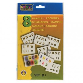 Трафарет для рисования воздушными фломастерами CENTROPEN 'D+', буквы и цифры, 8 штук, 9996/D