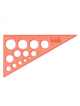 Треугольник пластиковый, угол 30, 19 см, BRAUBERG, с окружностями, прозрачный, неоновый, ассорти, 210619