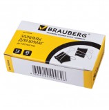 Зажимы для бумаг BRAUBERG, КОМПЛЕКТ 12 шт., 25 мм, на 100 листов, черные, картонная коробка, 220558