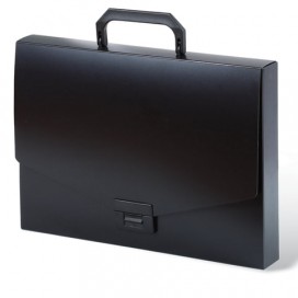 Портфель пластиковый BRAUBERG 'Energy', А4 (330х256х32 мм), без отделений, черный, 221202