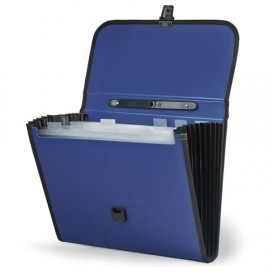 Портфель пластиковый STAFF А4 (330х256х32 мм), 6 отделений, с окантовкой, индексные ярлыки, синий, 221205
