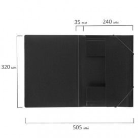 Папка на резинках BRAUBERG, диагональ, черная, до 300 листов, 0,5 мм, 221334