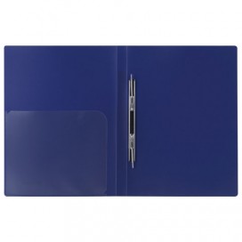 Папка с металлическим скоросшивателем и внутренним карманом BRAUBERG 'Диагональ', темно-синяя, до 100 листов, 0,6 мм, 221352