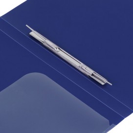 Папка с металлическим скоросшивателем и внутренним карманом BRAUBERG 'Диагональ', темно-синяя, до 100 листов, 0,6 мм, 221352